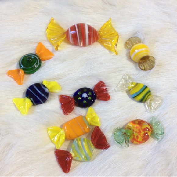 Vintage Other - 8 Italian Hand Blown Glass Candies